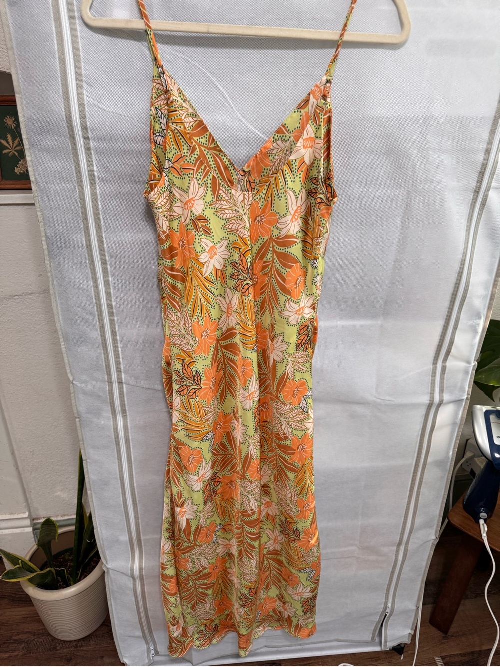 VICI Orange and Lime Floral Slip Maxi Dress